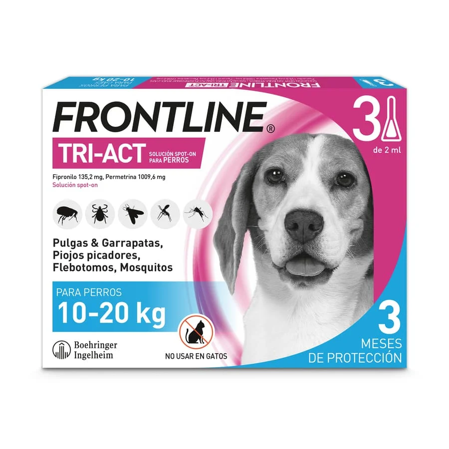 Pipetas antiparasitárias Frontline Tri-Act para cães de 10 a 20 kg