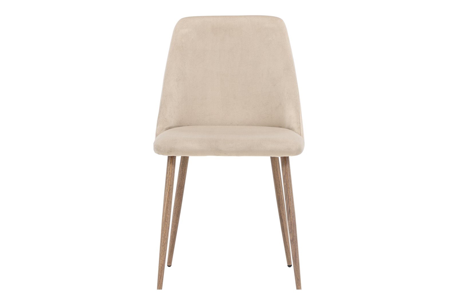 Night Spisestol. Sett av 2. Sett av 2. Beige fløyelsstoff med valnøtt ben.