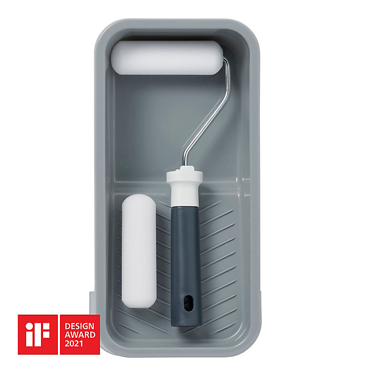 Lot mini rouleau laqueur + 1 manchon laqueur + bac de peinture GoodHome 100mm