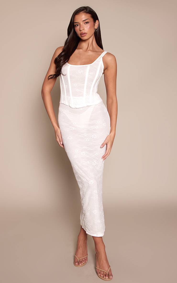 Blanc Robe Mi-longue Corset En Dentelle