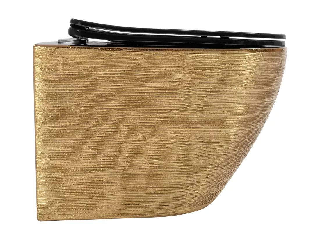 Cuvette Wc Suspendue Rea Carlo Mini Riml Dur/Flat/Zm Brush Gold