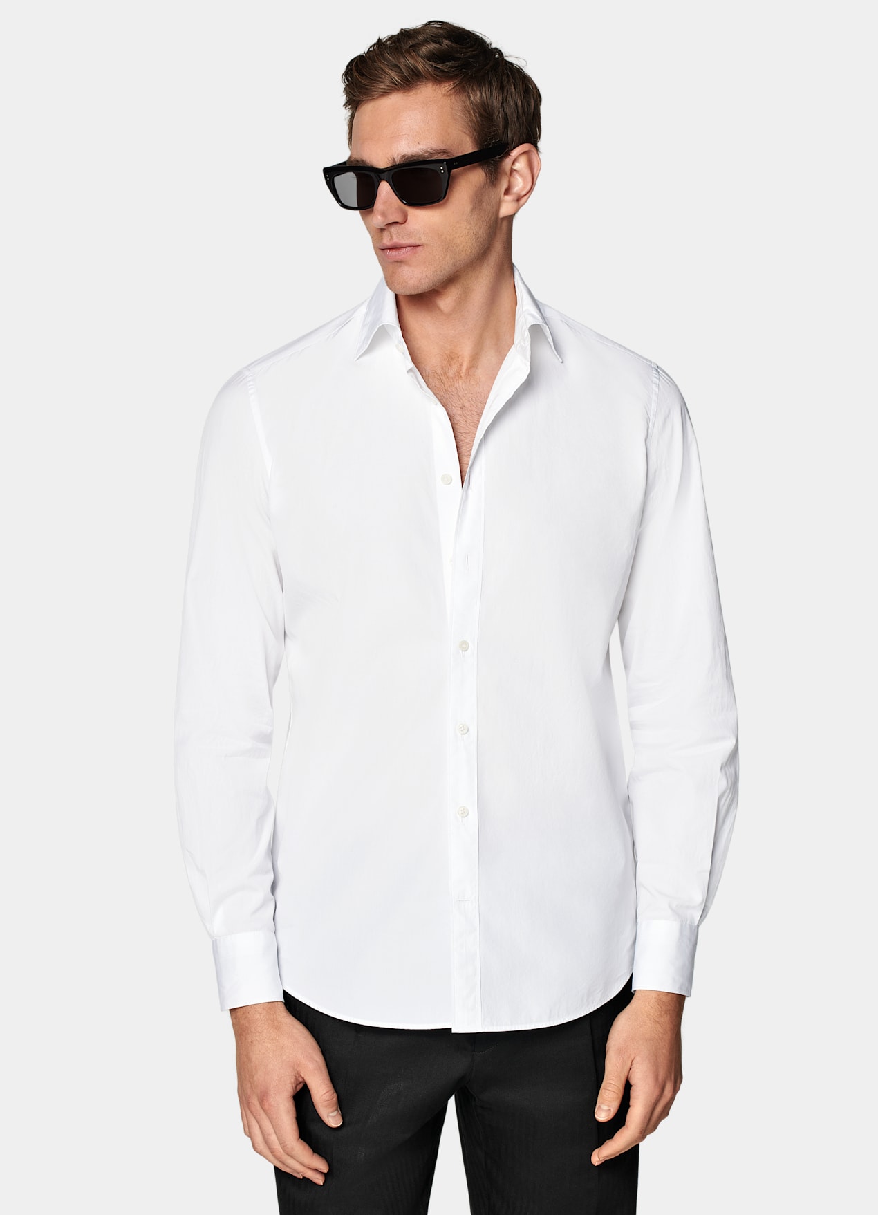 Chemise ajustée en popeline blanche