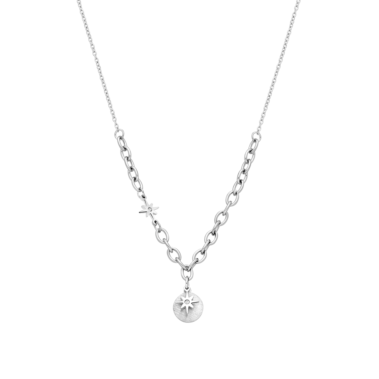 Gerecycled stalen ketting met munt en ster