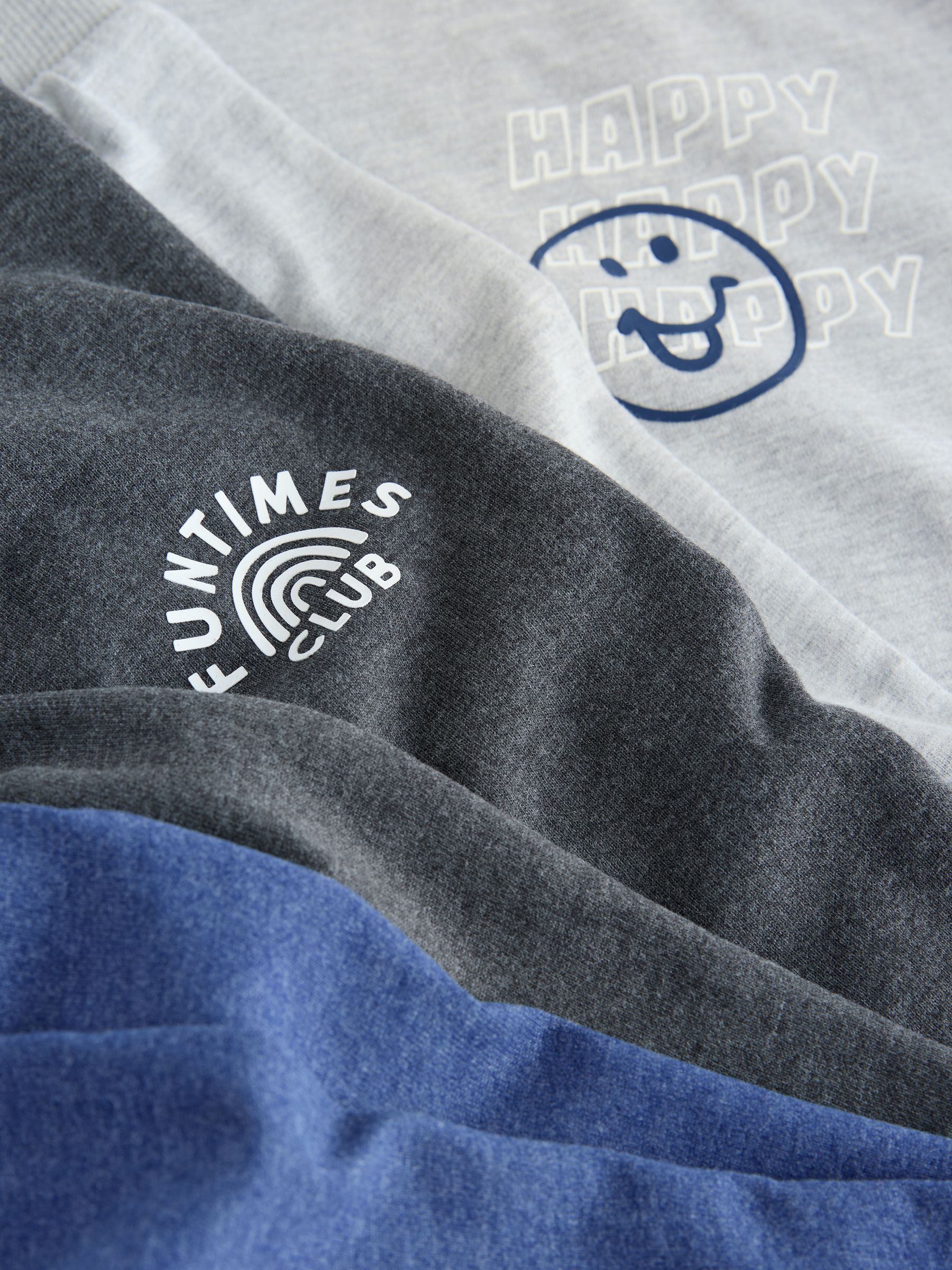 Blauw/grijs met slogan - Verpakking van 3 relaxed fit pyjama's (9mnd-10jr)