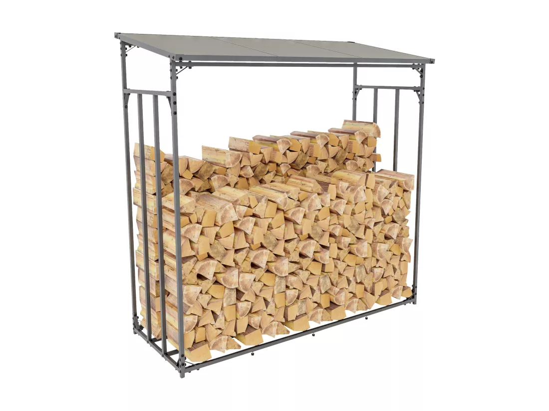 Etagère bois de cheminée - Métal - 165 x 70 x 165cm - Anthracite - Ruston