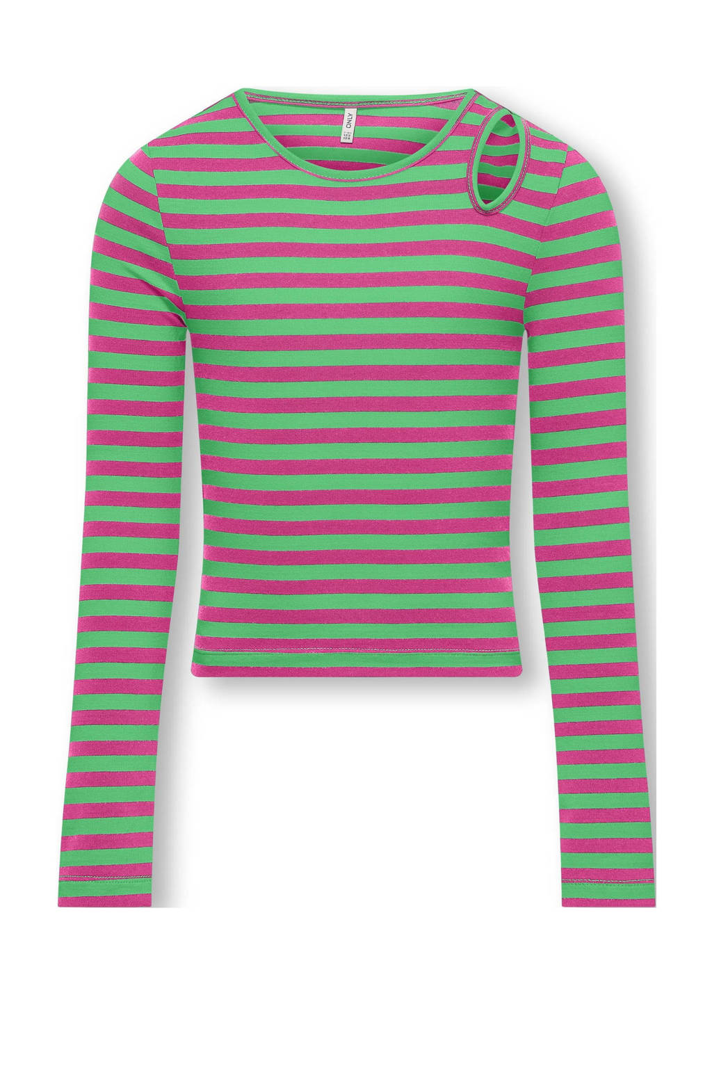 ONLY gestreepte longsleeve KOGHEIDI felgroen/paars