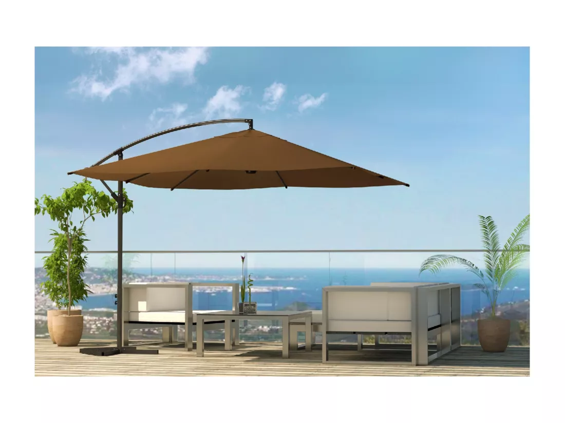 Parasol carré 3x3m chocolat SOLENZARA