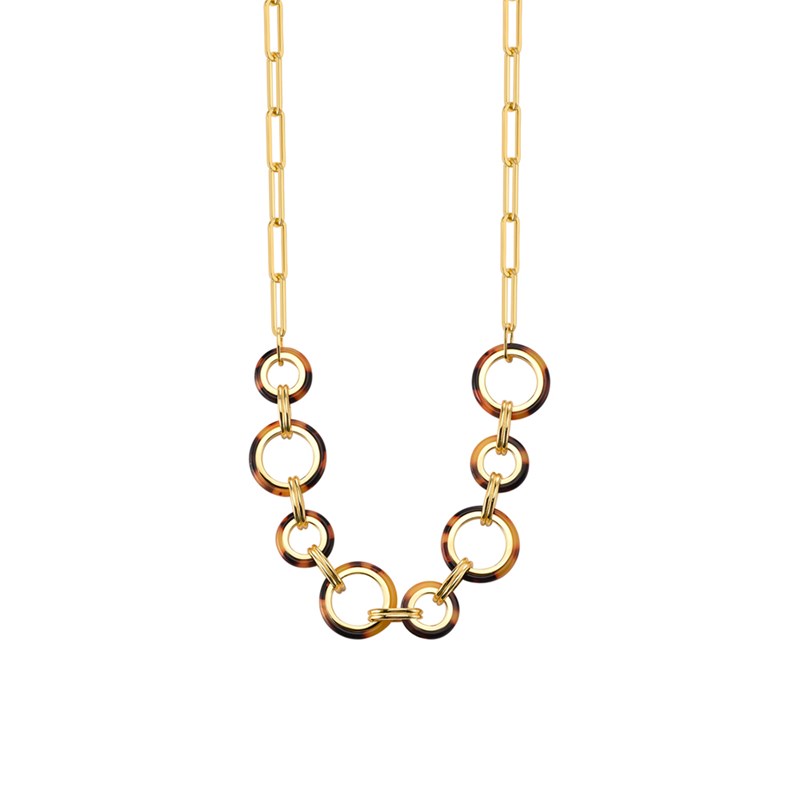 Collier En Argent Plusieurs Ronds Doré Et Acétate écaille Marron Anaïs
