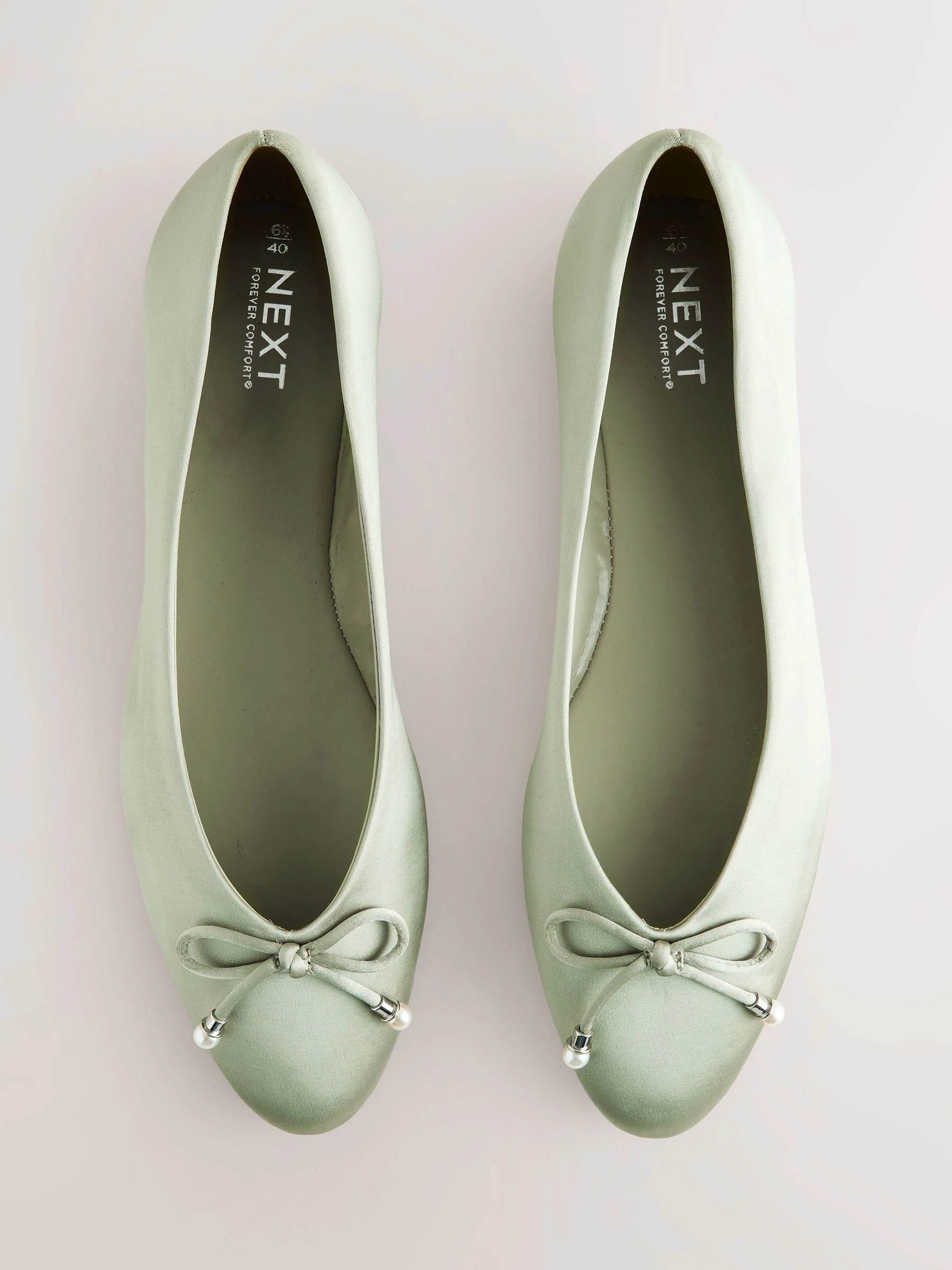 Grijs-groen - Bridesmaid Pearl Effect Bow Detail Ballerinas