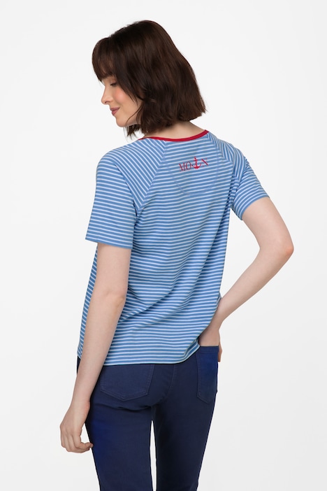 T-Shirt, Ringel, Rundhals, Raglan-Halbarm