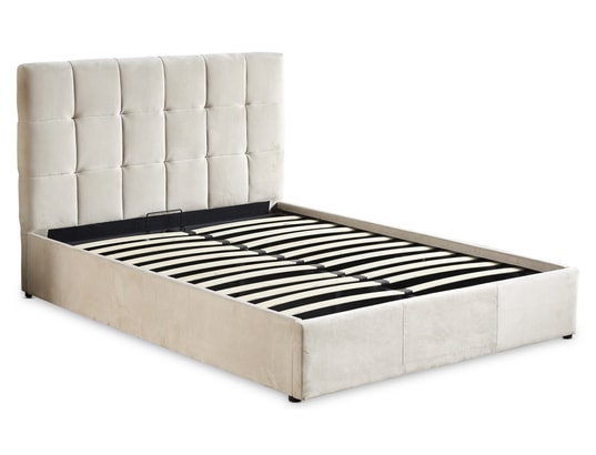 MENZZO - Lit avec rangement Lit double luftani avec sommier relevable 140x190cm velours...