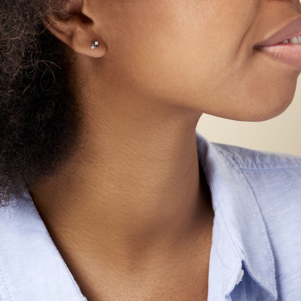 Boucles D'oreilles Pendantes Enid Or Blanc Diamant