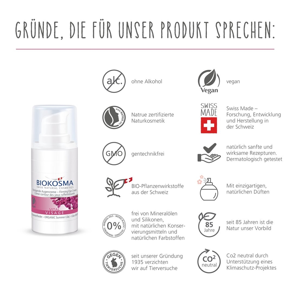 BIOKOSMA VITAL Visage Festigende Augencreme Creme Disp 15 ml