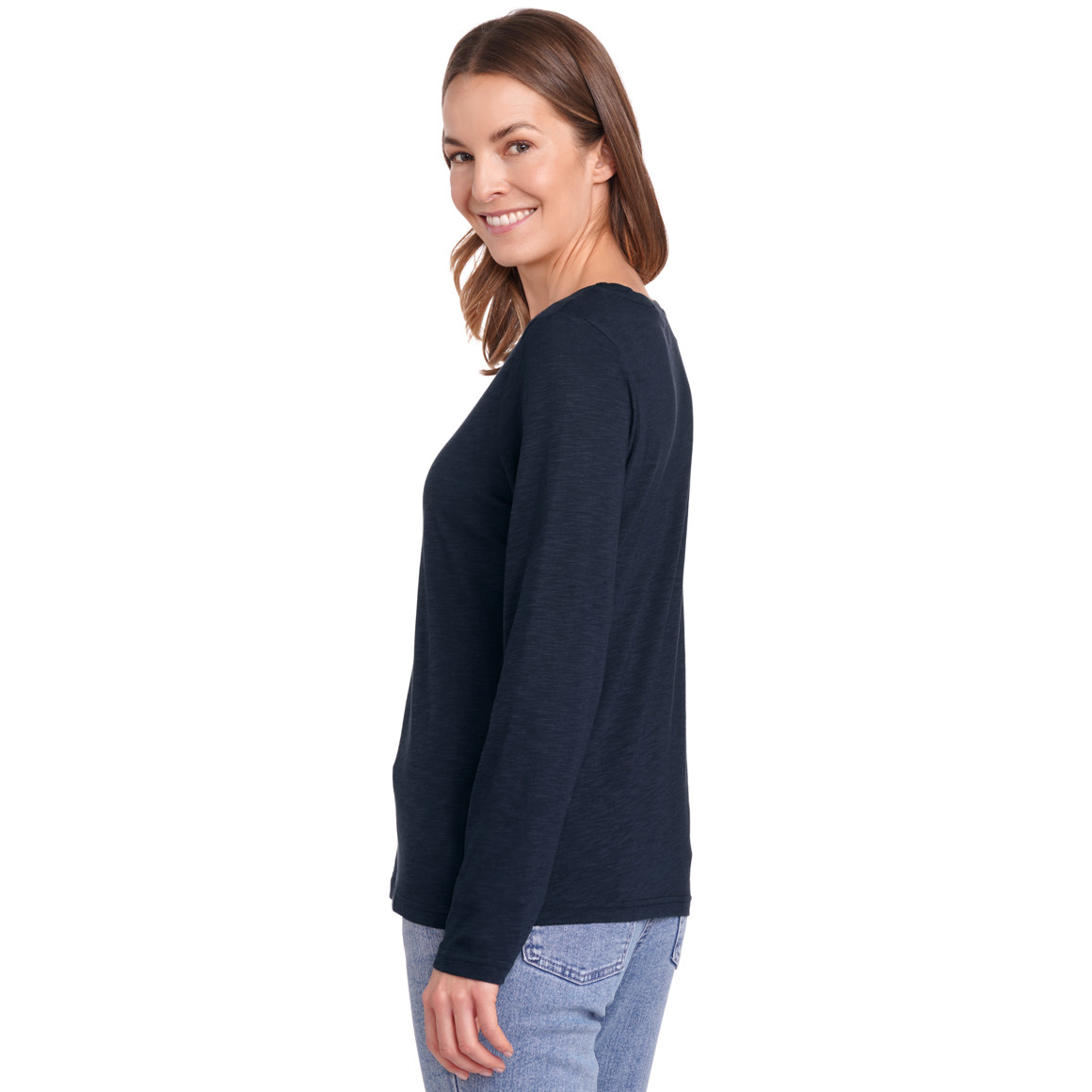 Gina Benotti Damen Langarmshirt unifarben dunkelblau