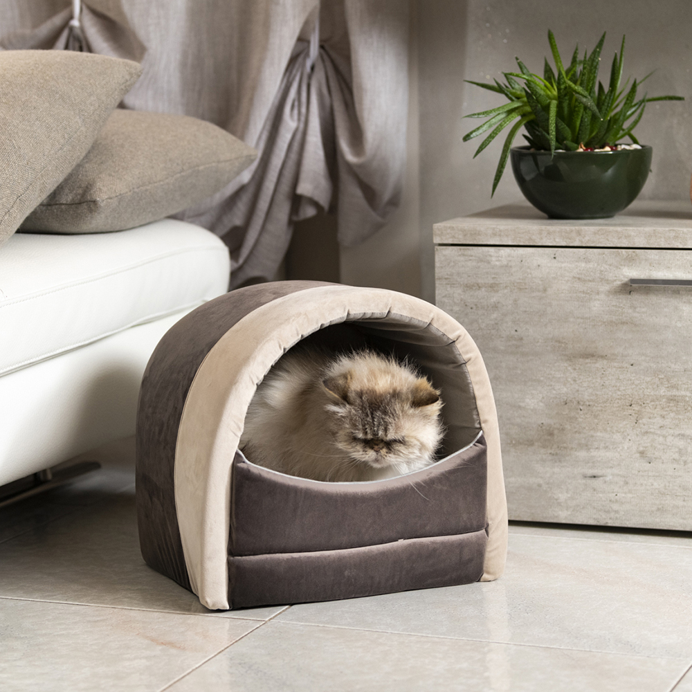 Ferplast couchage d'intérieur pour chats majesty 20, maisonnette pour chats, velours doux, lavable, 40x34x36, rose