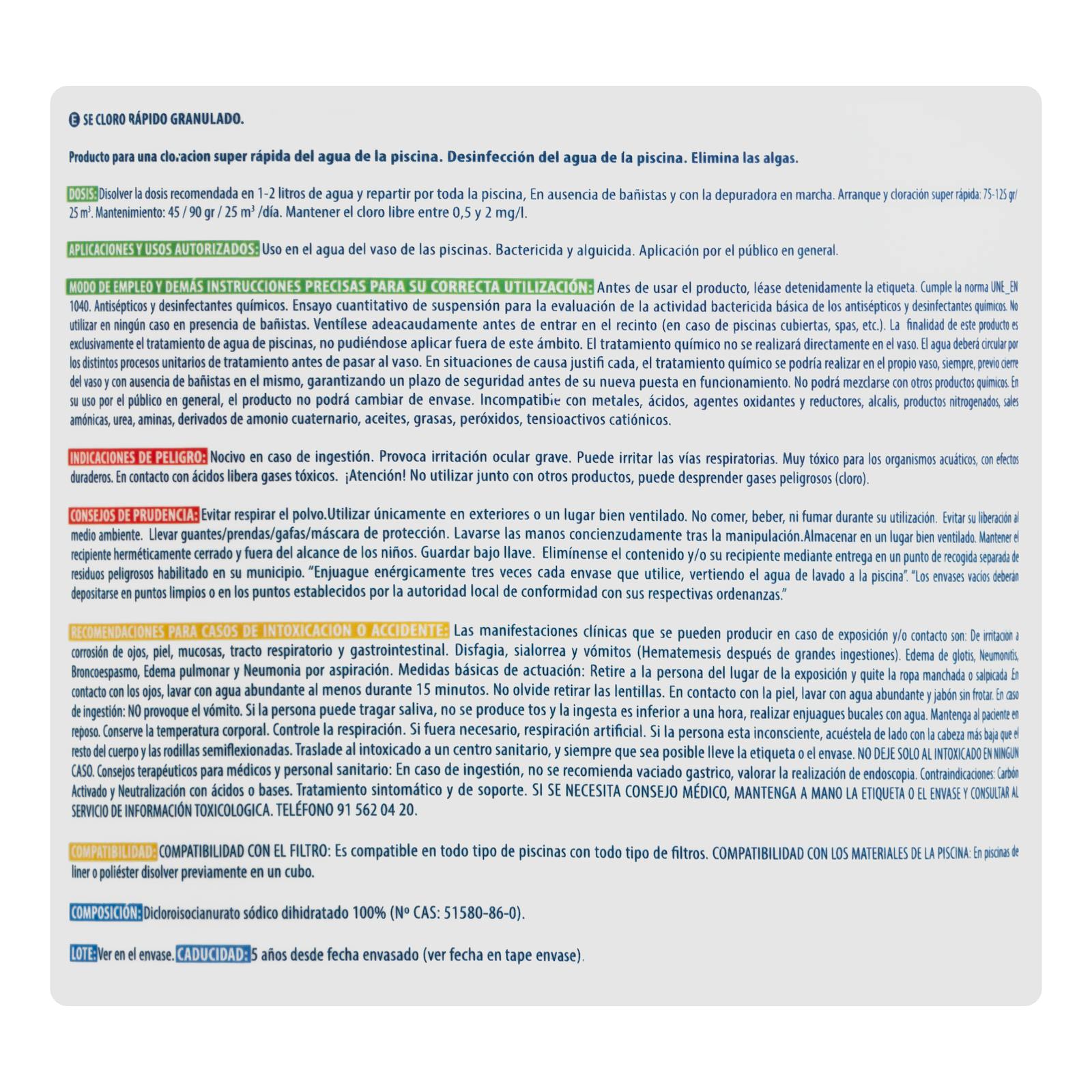 Chlore granulé rapide pour piscine