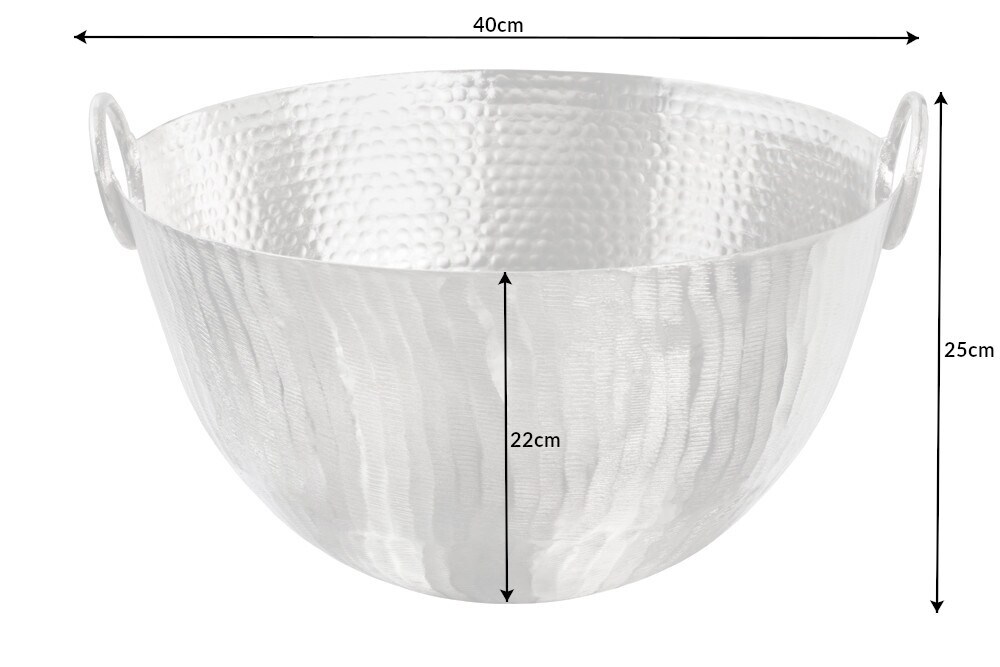 riess-ambiente Deko Schale ORIENT - 40cm silber Metall Hammerschlag Design