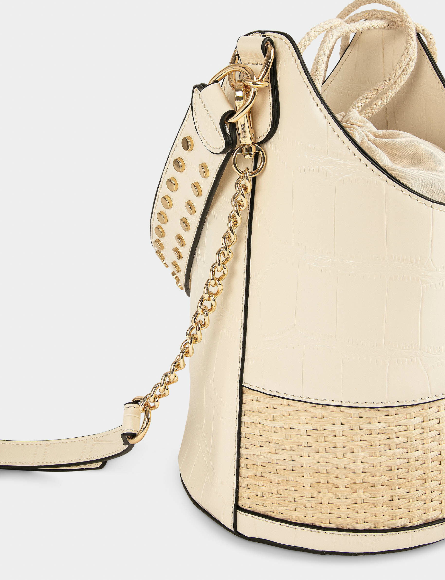 Sac seau avec détail effet tressé ivoire femme - ivoire