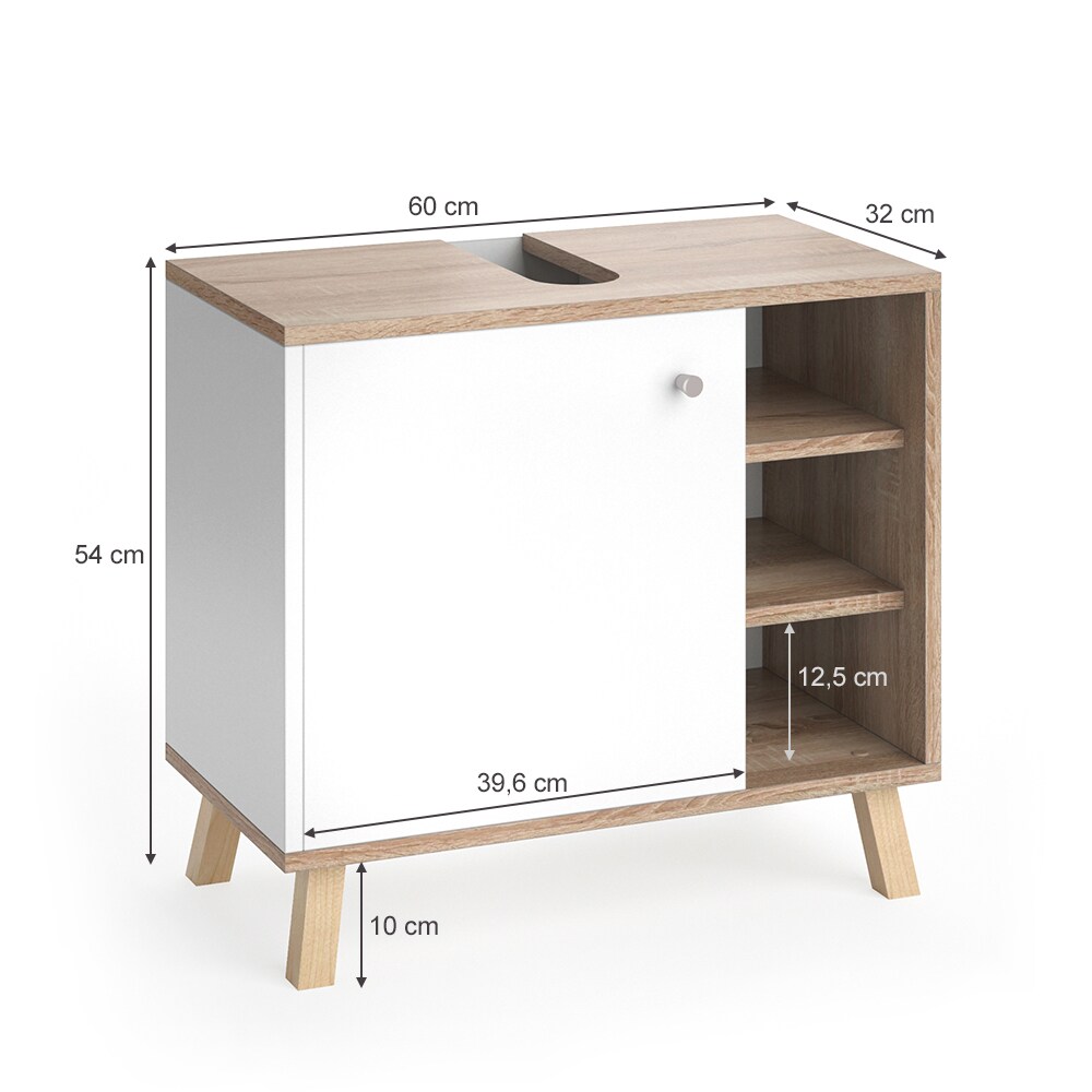 Vicco Waschtischunterschrank Waschbeckenunterschrank Senyo Sonoma/W Unterschrank