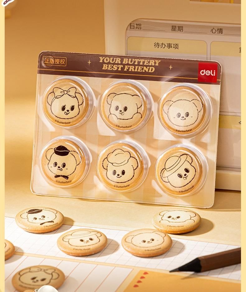 Butterbear - Set van 6: Butterbear-koekjesbadge