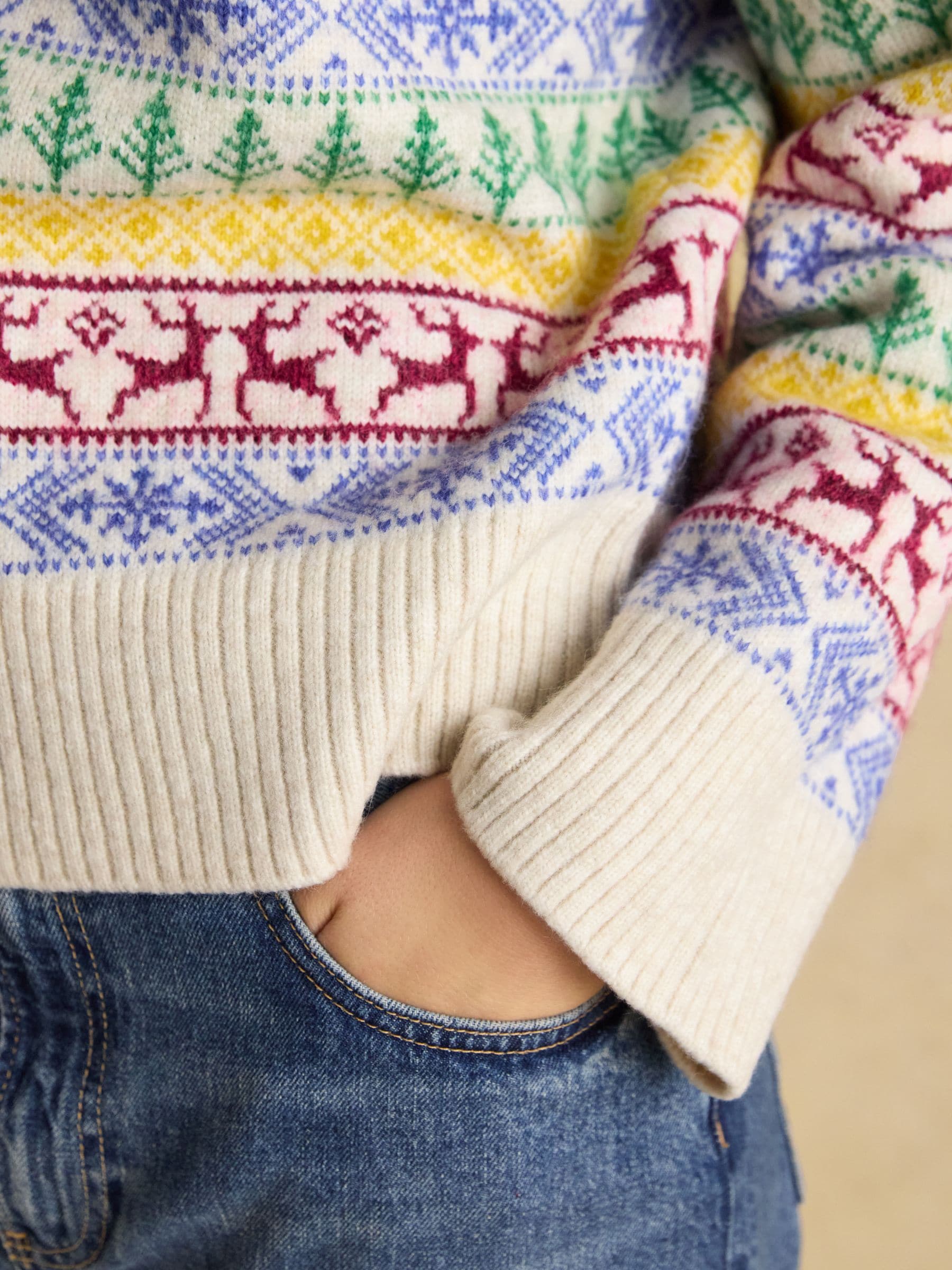 Joules Festive Fair Isle Crew Neck Knitted Jumper