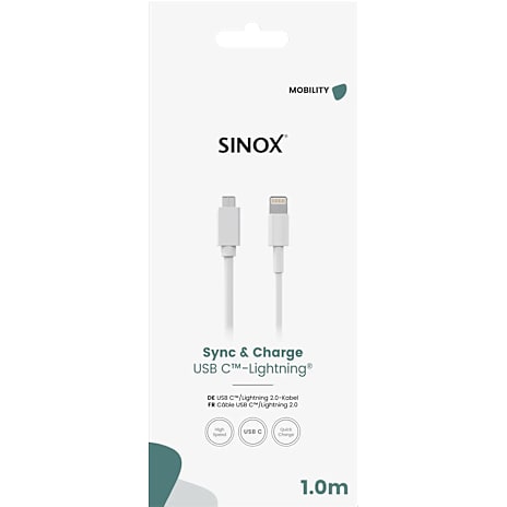 Sinox lighting kabel 1 meter - hvid