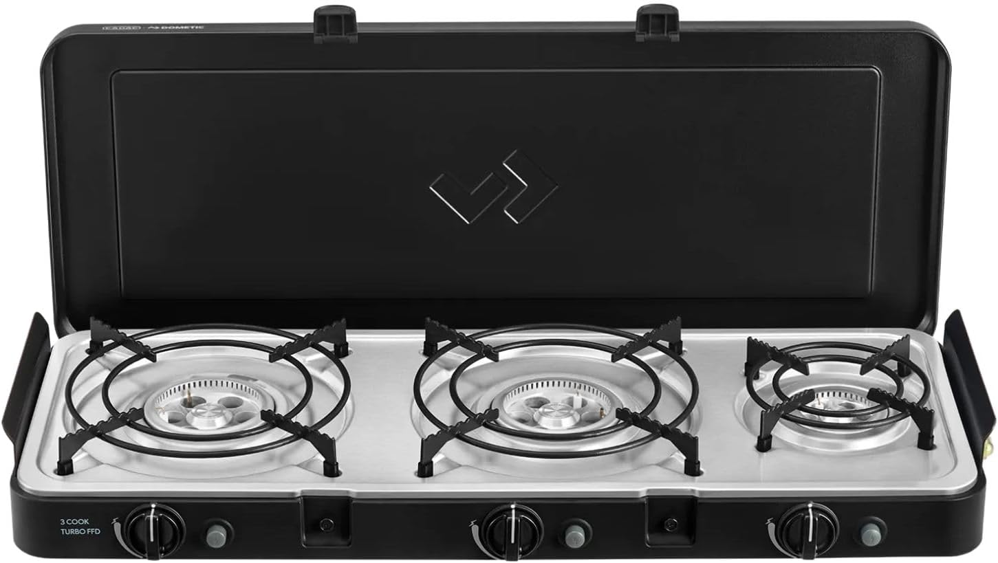 CADAC - 3 Cook Turbo FFD Deluxe - 50mBar - Grillen - Tragbare Grills - Kochfläche aus Edelstahl - Inkl. Schutzhülle - Campingplatz - BBQ-Must-Haves