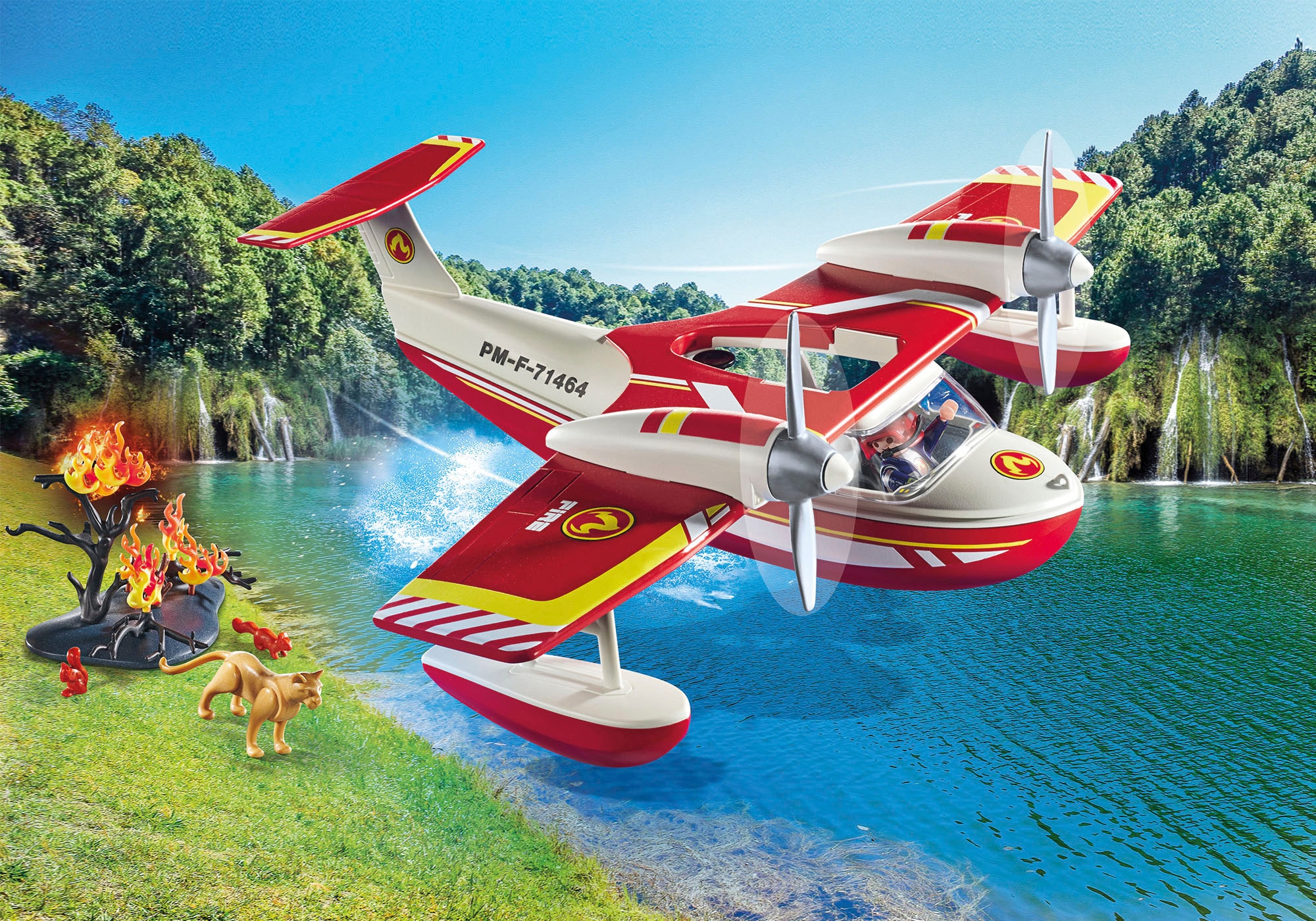 Playmobil® Konstruktions-Spielset »Feuerwehrflugzeug mit Löschfunktion (71463), Action Heroes« Made in Europe