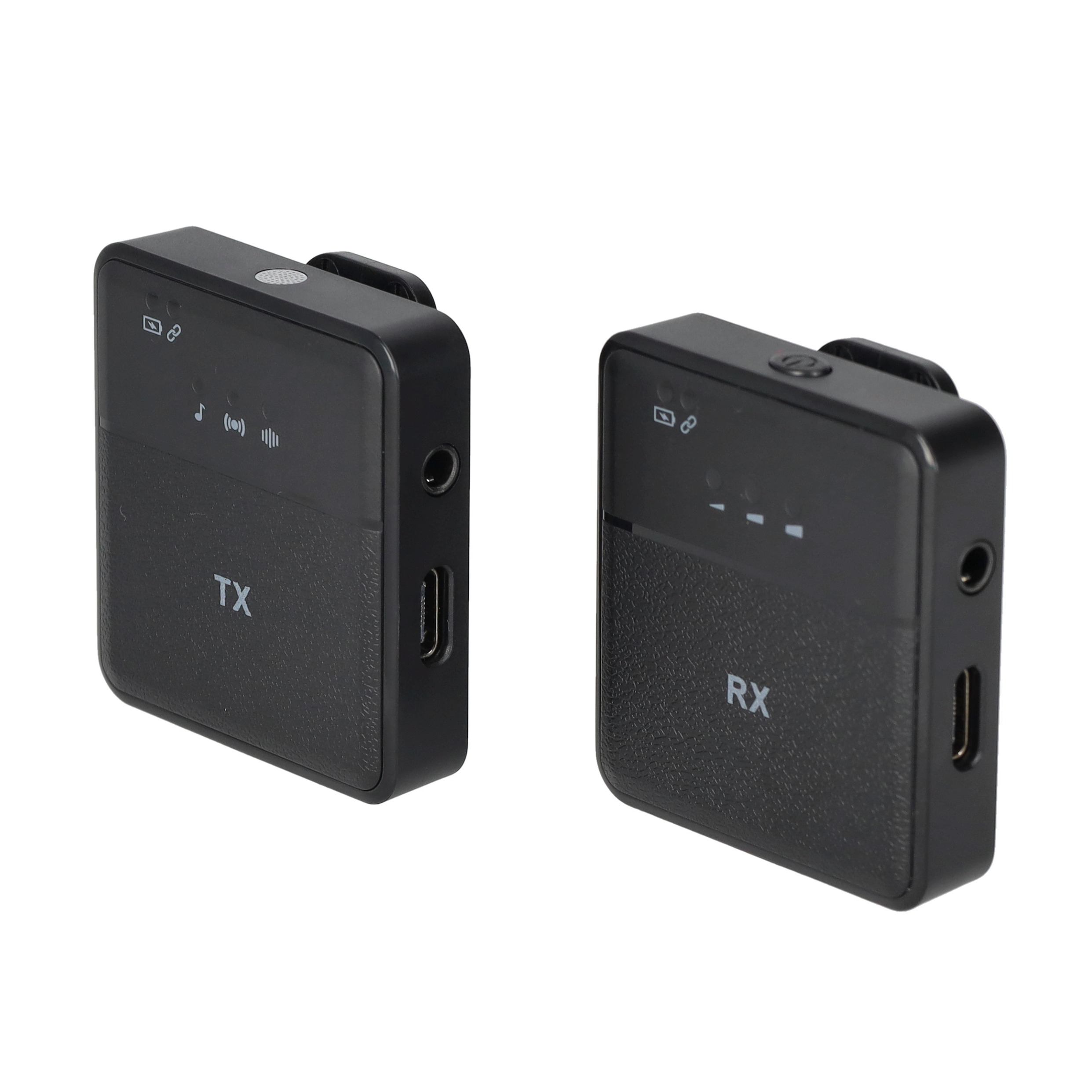Kabelloses Lavalier Mikrofon mit Transmitter (NC) für Handy / Macbook mit Lightning und 3.5 mm Klinken Anschluss   Clip-Halterung  - Schwarz