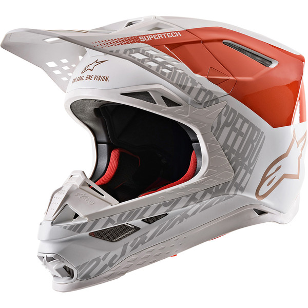Alpinestars - Casque Supertech S-M8 Triple Blanc / Orange fluo / Or