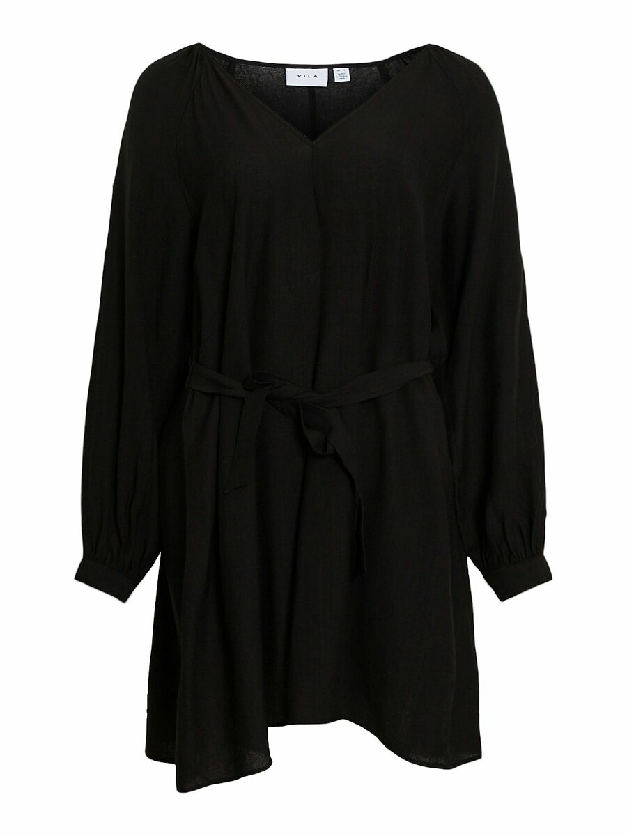 VILA<br>Vestido curto com cinto e botões prateados