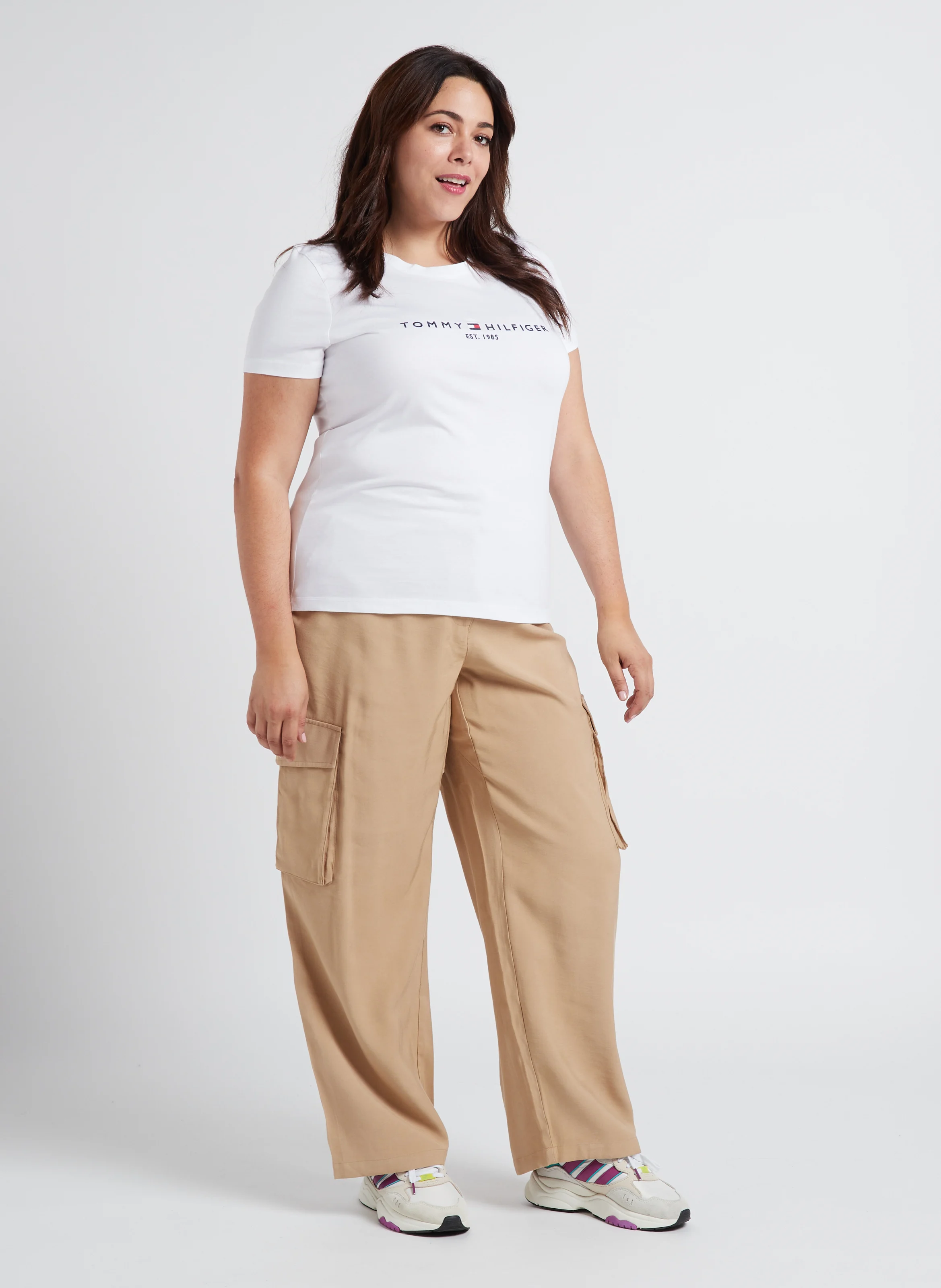 Tee-shirt col rond brodé en coton bio | Blanc