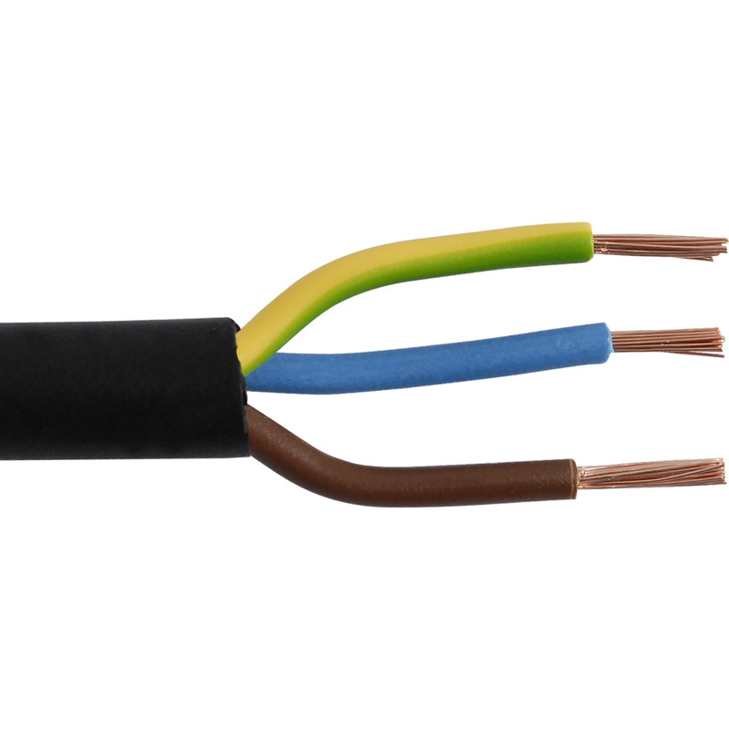 Rubber kabel 10m 3x1,0mm² zwart