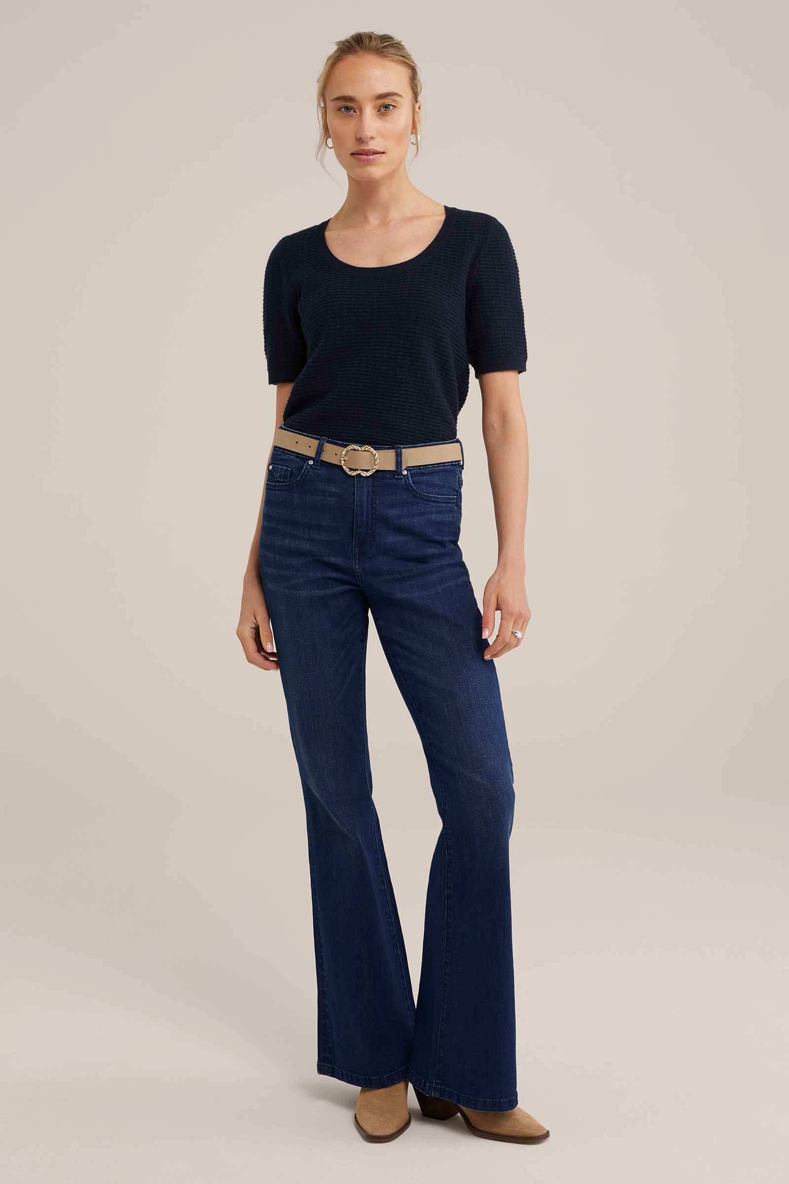 trui met structuur WE Fashion Marineblauw