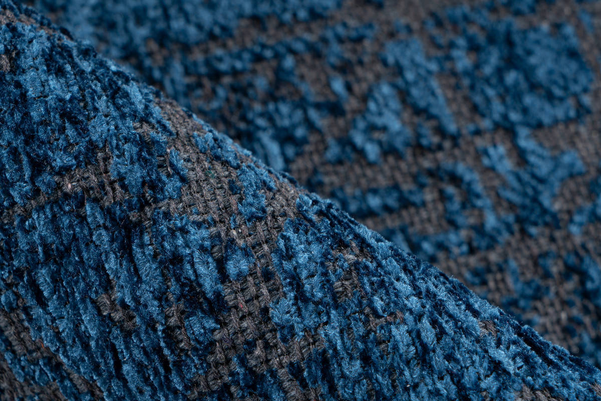 Flachgewebeteppich KALEVI 200 - blau - mit 3D-Struktur - 80x150 cm