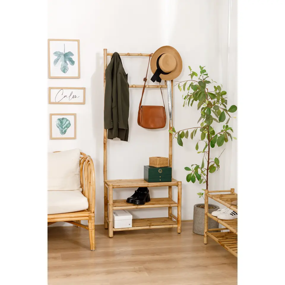 Massief houten garderobe/kledingrek