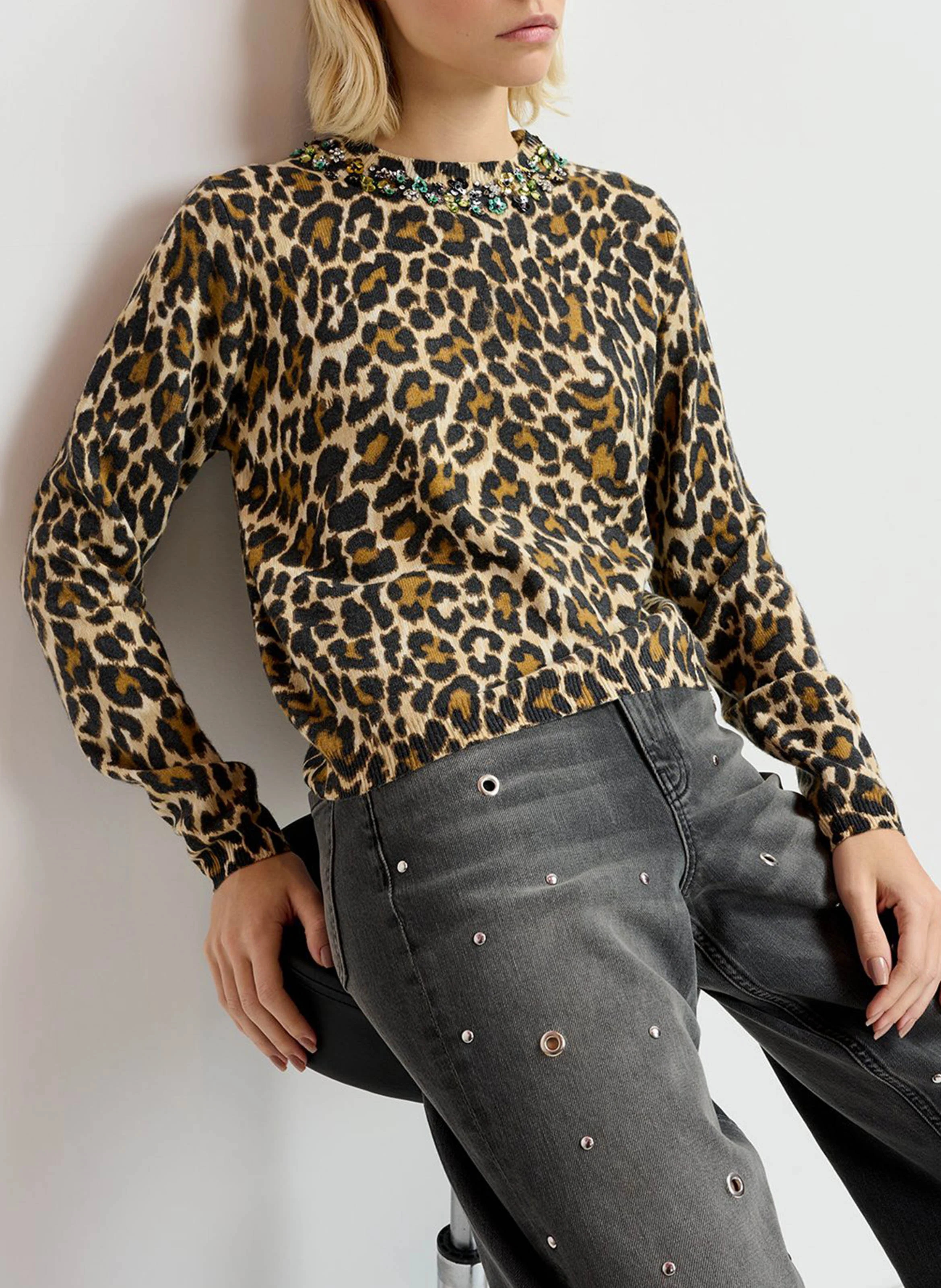 GALLER - Pull col rond en laine mélangée | Marron