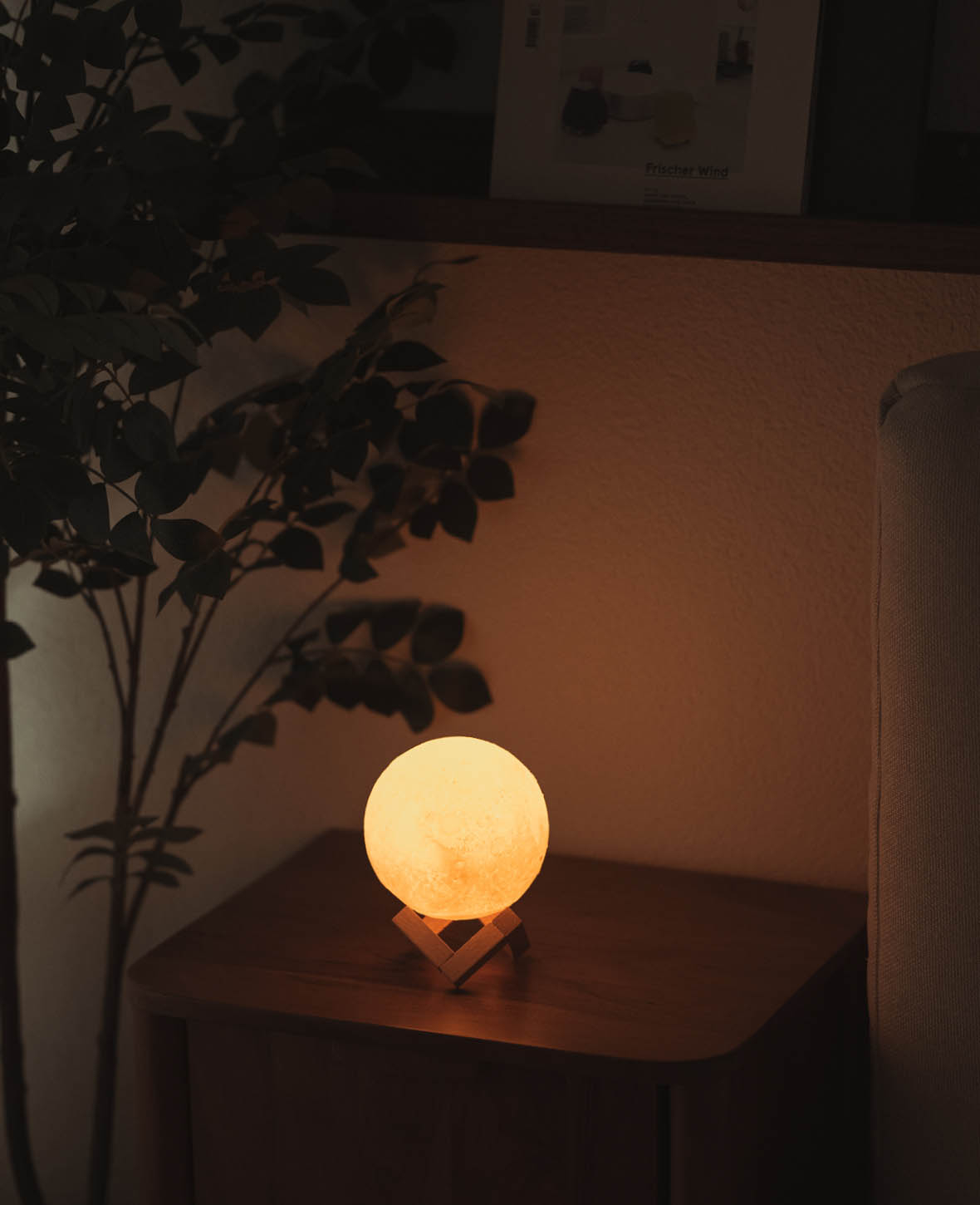 (Ø12cm) 3D LED Mond Lampe Nachtlicht USB Deko Beleuchtung mit Touch - Weiss
