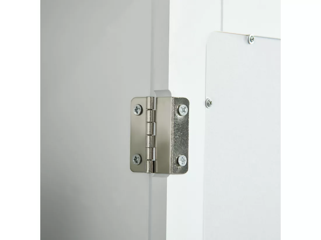 Armoire murale de salle de bain avec miroir - armoire à glace - placard de rangement toilettes - 1 porte, 2 étagères - verre MDF blanc