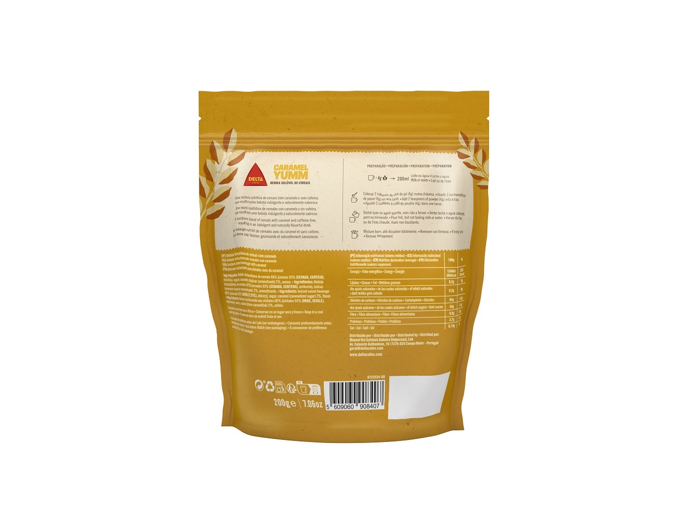BEBIDA SOLÚVEL DELTA CEREAIS E CARAMELO 200G
