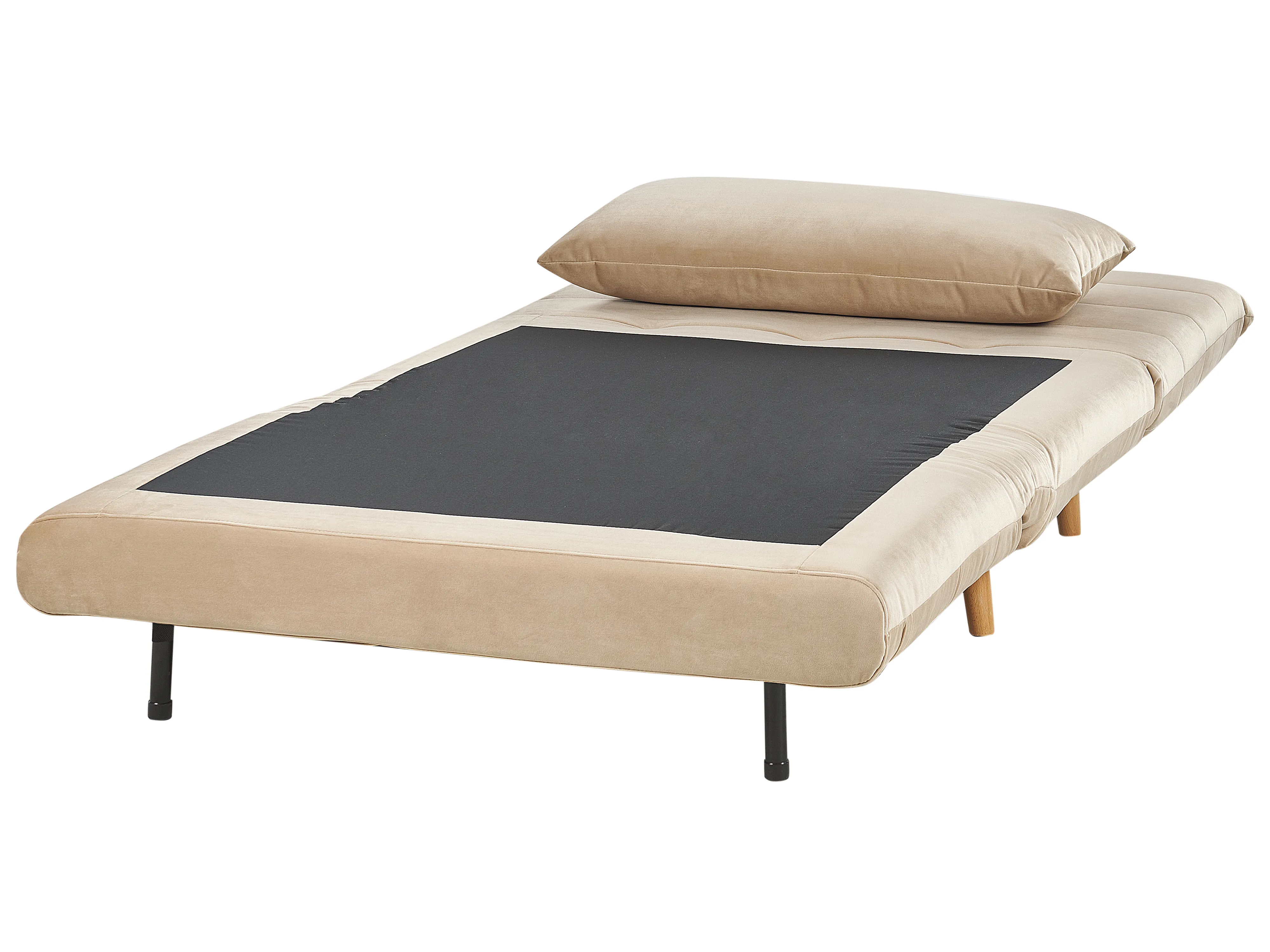 Eenpersoons slaapbank SETTEN Fluweel Zandbeige