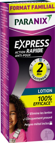 Paranix Express Lotion Anti-Poux Action Rapide 2 Minutes Lotion 195ml + Peigne