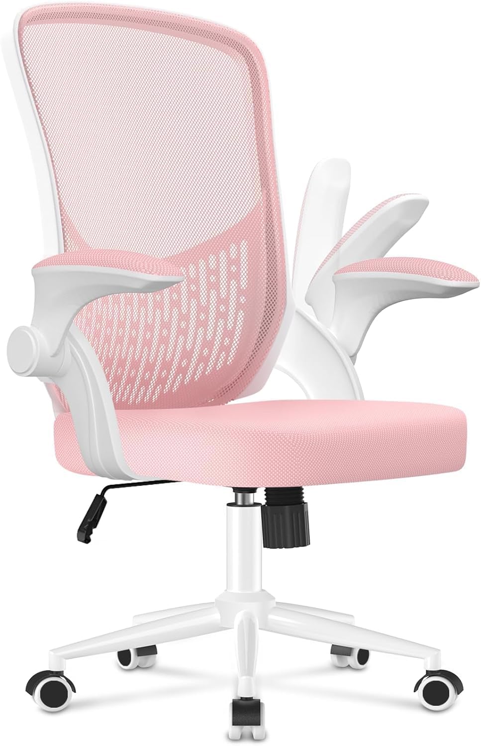 naspaluro Ergonomischer Bürostuhl, Schreibtischstuhl mit 90° Klappbaren Armlehnen, Einzigartige Lendenwirbelstütze, Atmungsaktive Mesh-Polsterung für das Heimbüro, Studie, Rosa BK9882940