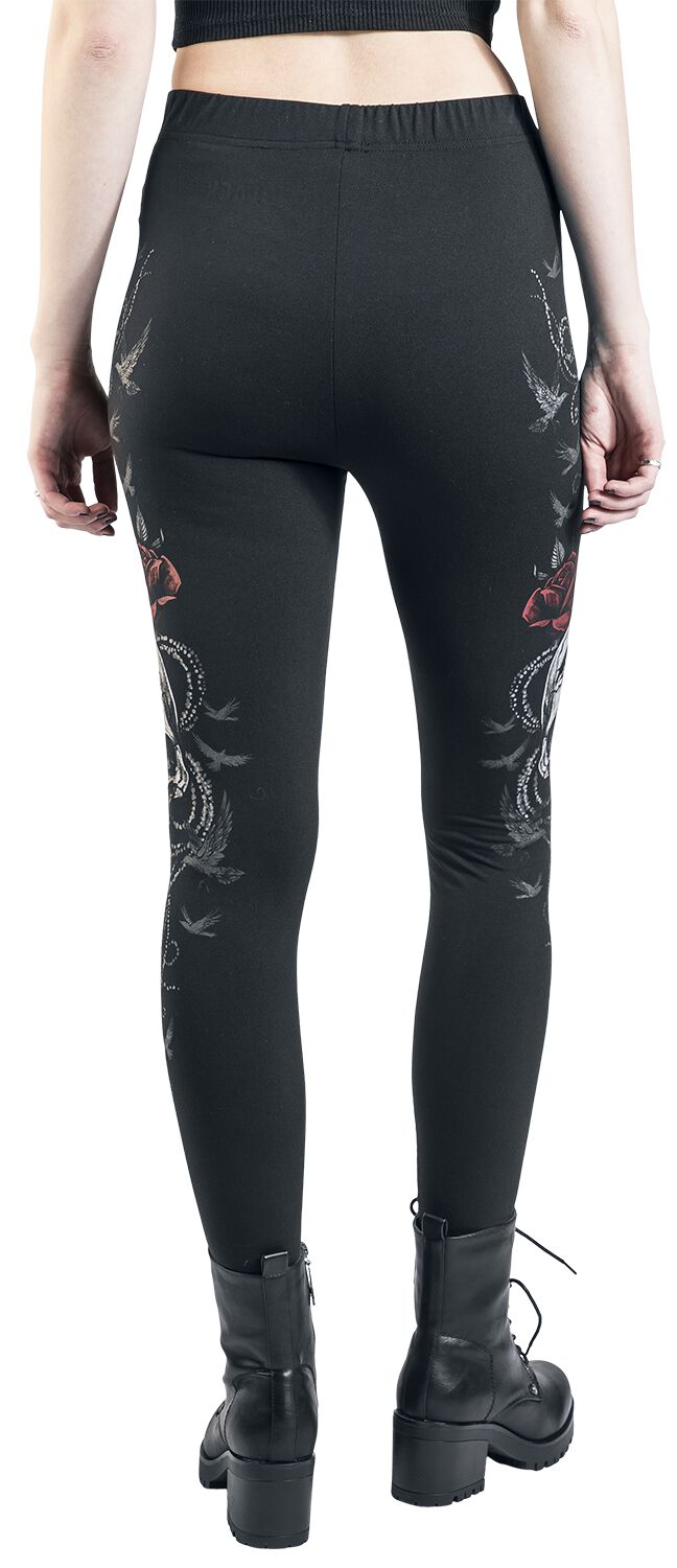 Leggings With Skull And Roses Print | Black Premium by EMP Legging