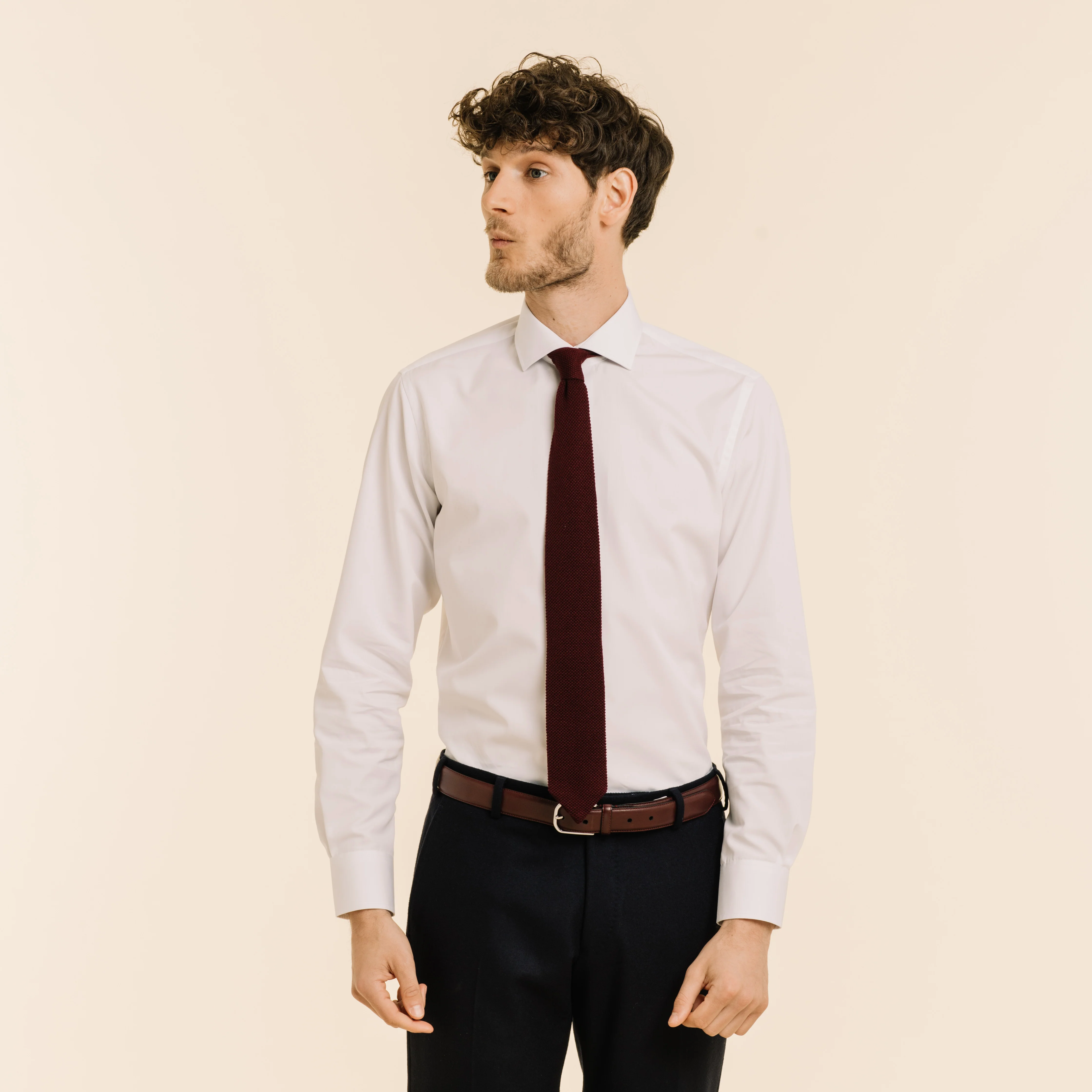 Burgundy wool knit tie