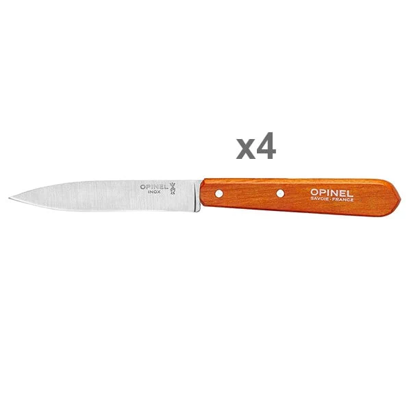 Set 4 couteaux office lames lisses inox 10 cm coloris mandarine Opinel