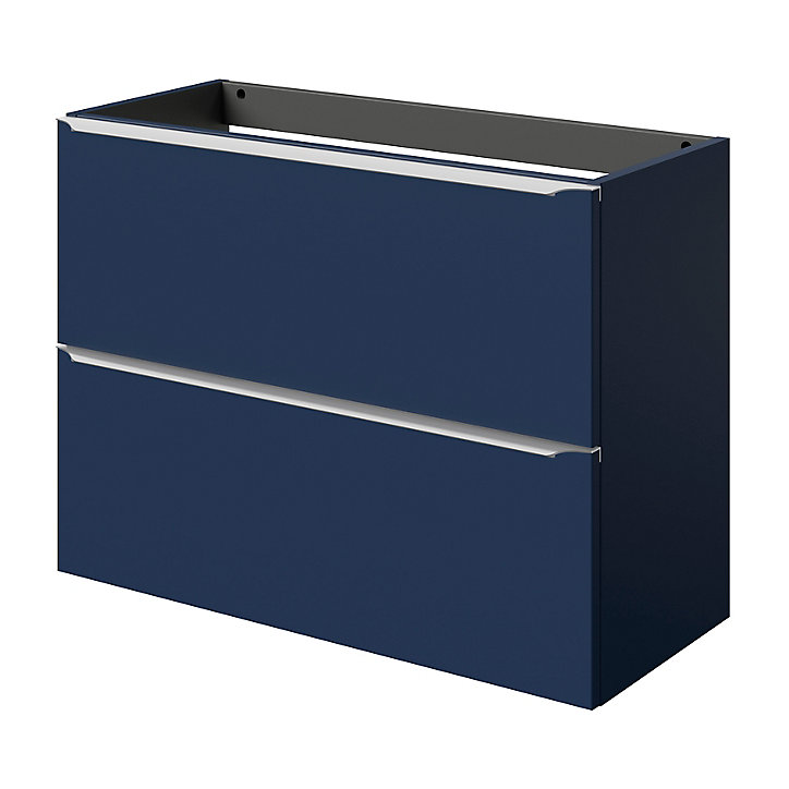 Meuble sous vasque faible profondeur à suspendre GoodHome Imandra bleu nuit mat L. 80 x H. 60 x P. 36 cm