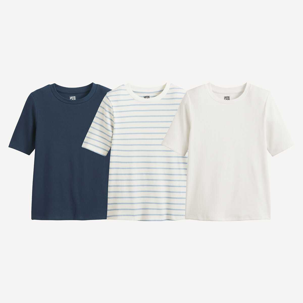 COLEÇÃO LA REDOUTE<br>Conjunto de 3 camisetas de gola redonda