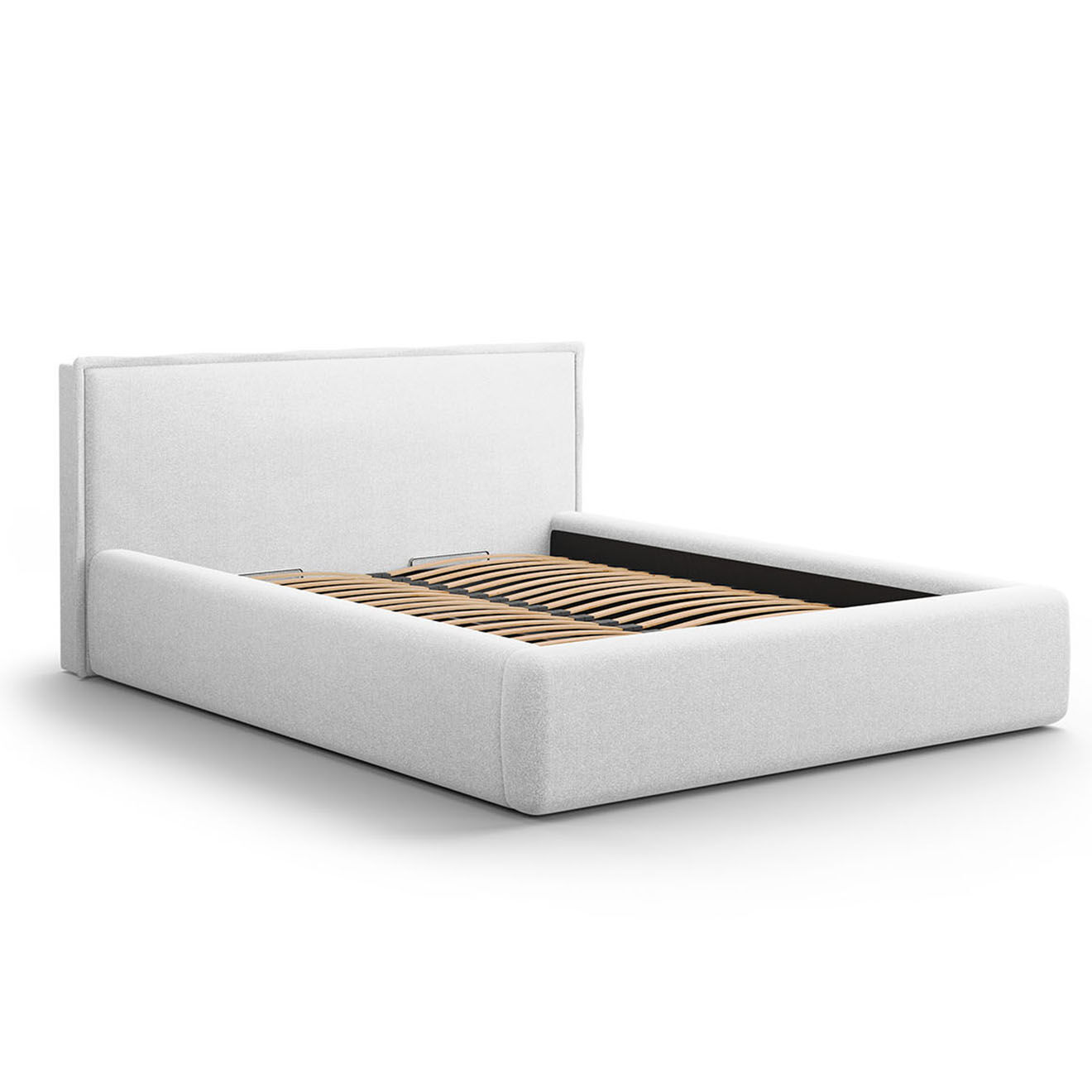 Maison Héritage Lit avec coffre de rangement Tena gris clair froid - 230x185x100 cm