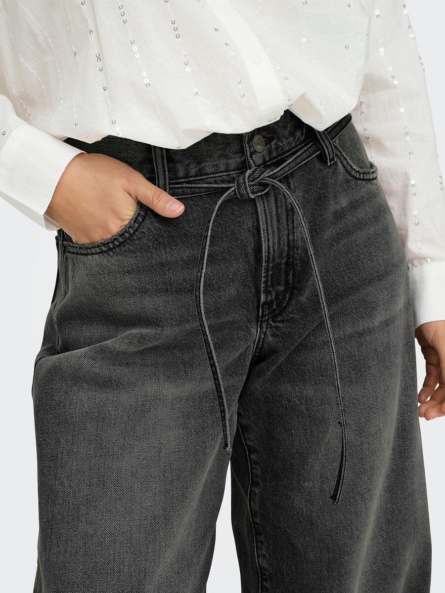 SOMENTE<br>Calça jeans de perna larga com cordão
